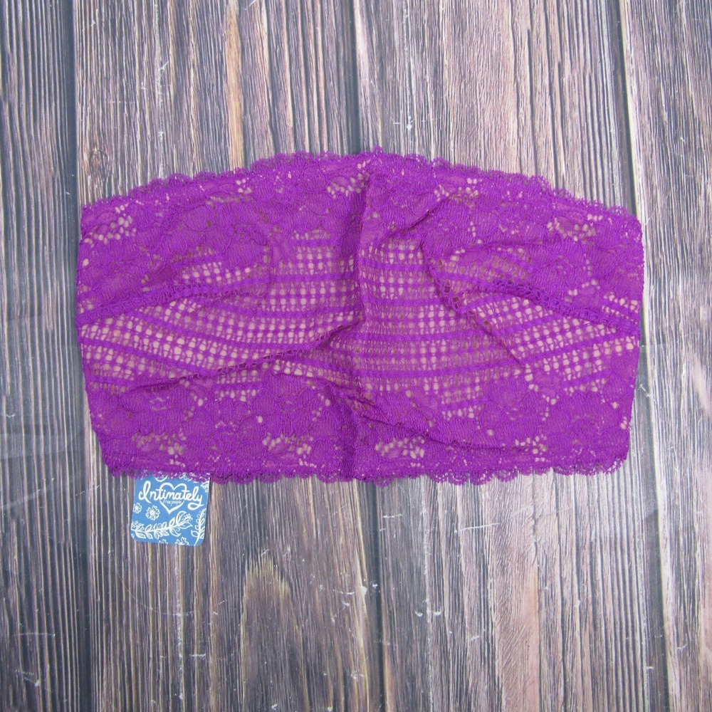 Free People Bandeau Womens Small Deep Orchid Lace‎ Strapless Bralette OB989650